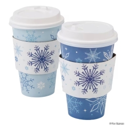 Winter Snowflake Coffee Cups with Lids & Sleeves-50Pk